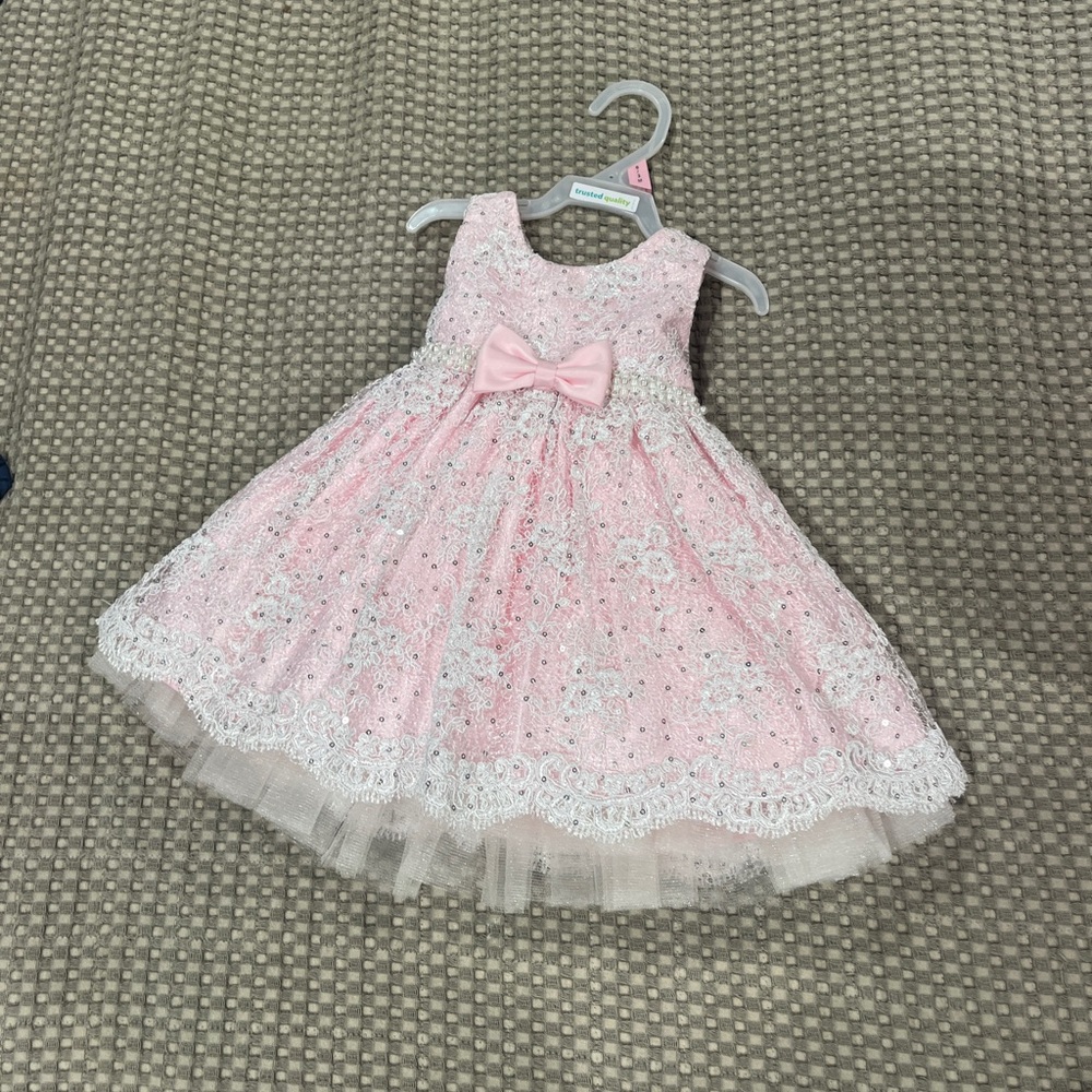 American Princess pageant Pink Lace sequenced Dress with bloomers